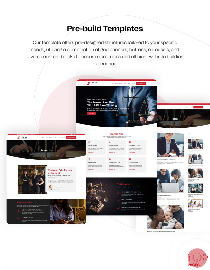 Legal Assistance – Multi-Page Elementor Kit for Law Firms and Legal Consultants - Features Image 4