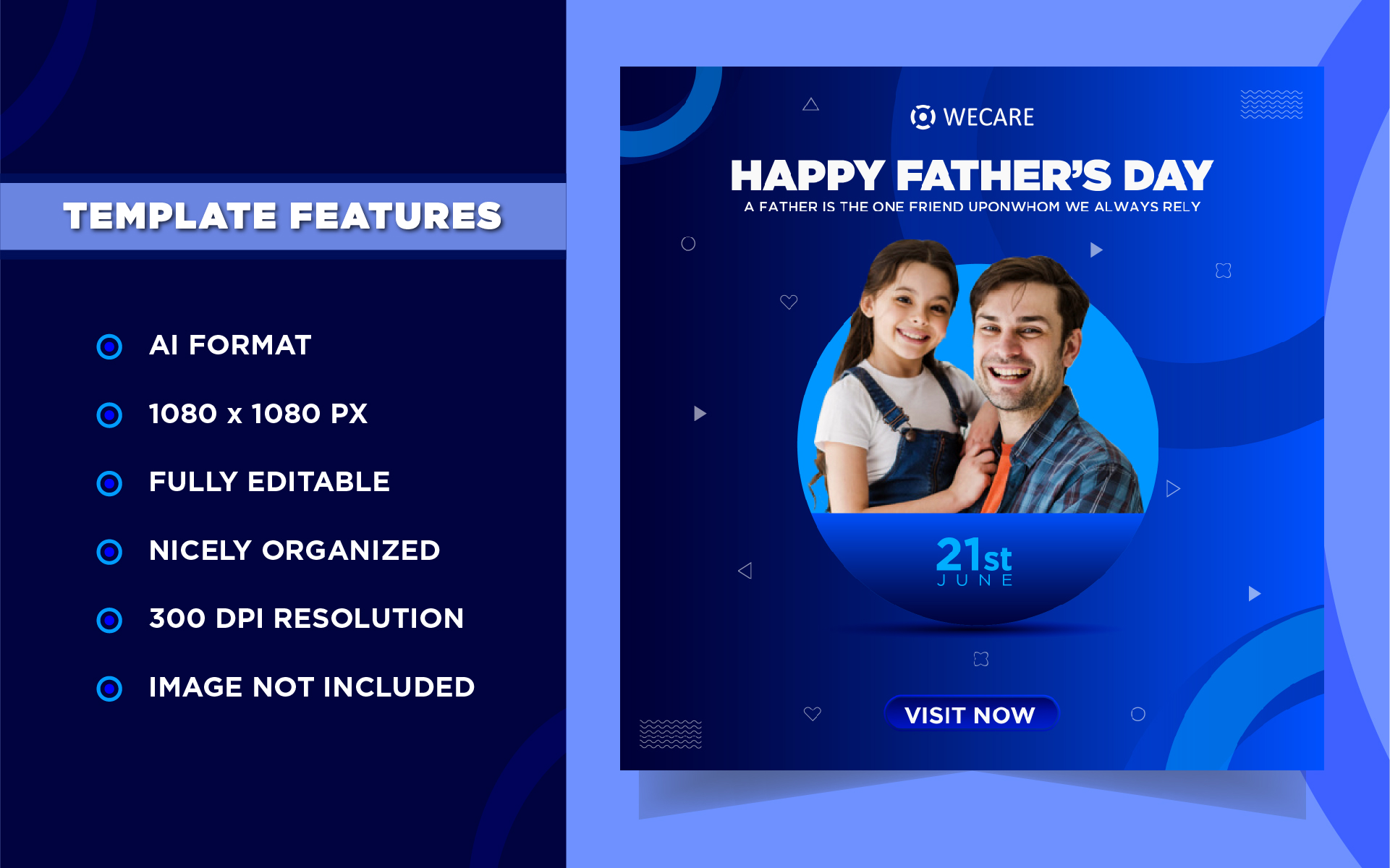 Download Шаблон для соцсетей "Father's Day Instagram Banner Social Media Template" / Father's Day Instagram Banner Social Media Template - Шаблон для соцсетей на тему графика design,templates,illustration,banner,celebrate,celebration,dad,deal,discount,father,respect,share,honour,love,marketing,multipurpose,instagram,social,media,post