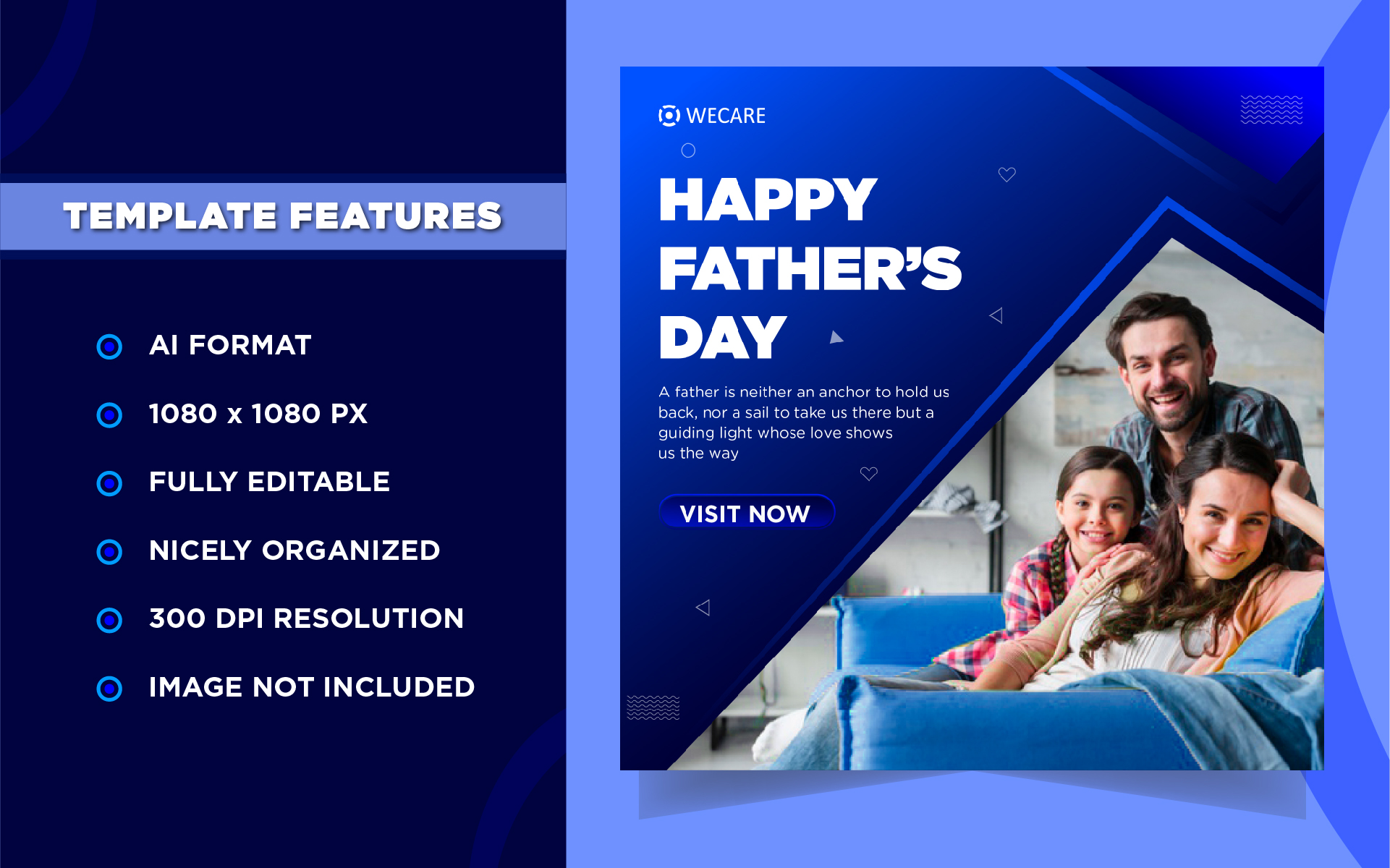 Download Шаблон для соцсетей "Father's Day Instagram Banner Social Media Template" / Father's Day Instagram Banner Social Media Template - Шаблон для соцсетей на тему графика design,templates,illustration,banner,celebrate,celebration,dad,deal,discount,father,respect,share,honour,love,marketing,multipurpose,instagram,social,media,post