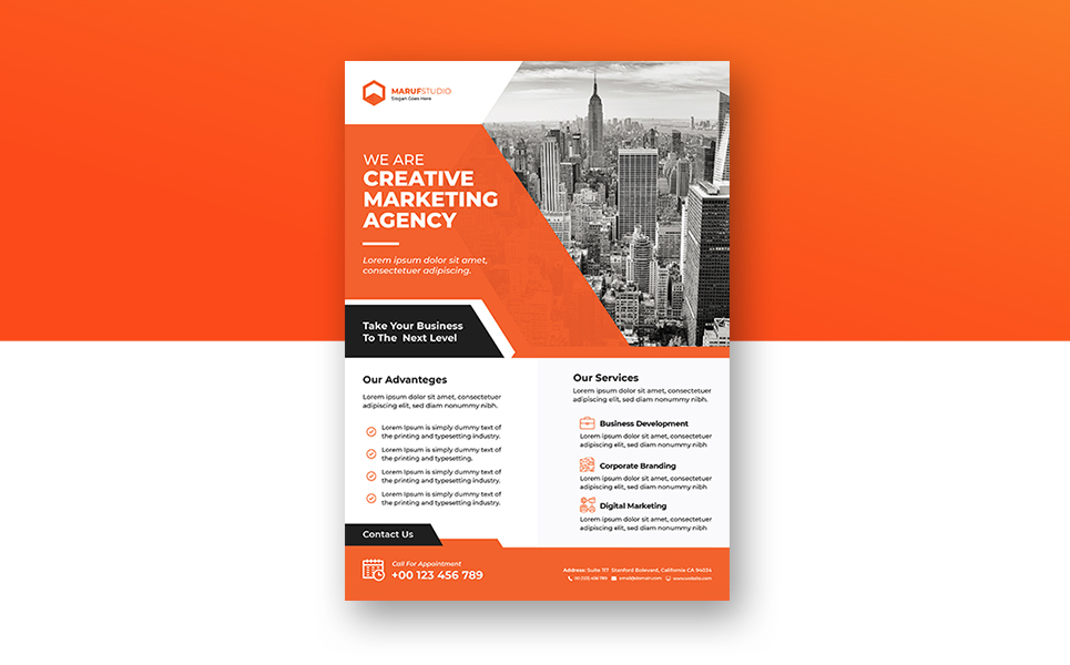 Download Фирменный стиль "Marketing agency flyer with abstract design - Corporate Identity Template" / Marketing agency flyer with abstract design - Corporate Identity Template - Фирменный стиль на тему графика ads,advert,advertisement,agency,flyer,business,poster,corporate,marketing,red,green,orange,bundle,abstract,template