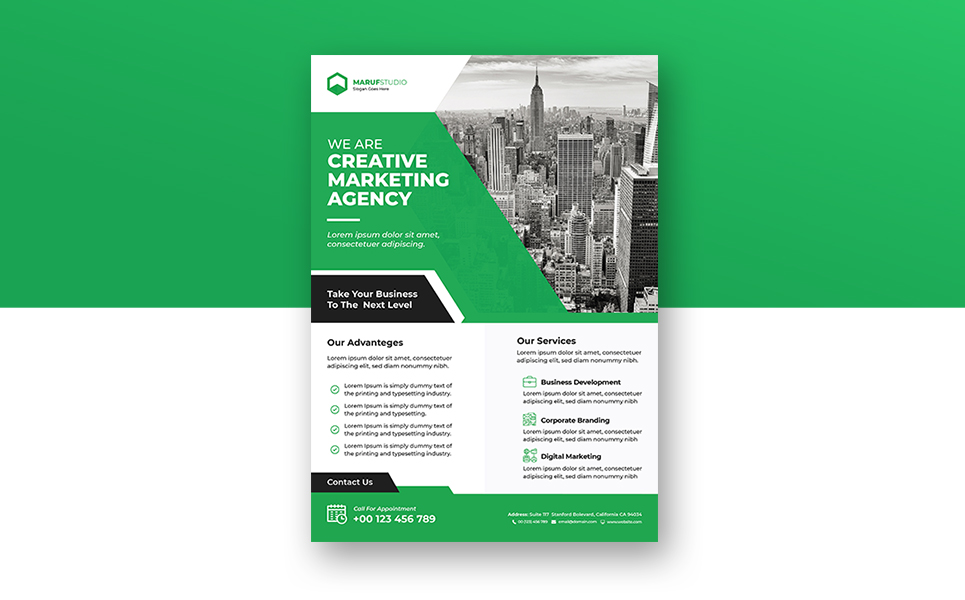 Download Фирменный стиль "Marketing agency flyer with abstract design - Corporate Identity Template" / Marketing agency flyer with abstract design - Corporate Identity Template - Фирменный стиль на тему графика ads,advert,advertisement,agency,flyer,business,poster,corporate,marketing,red,green,orange,bundle,abstract,template