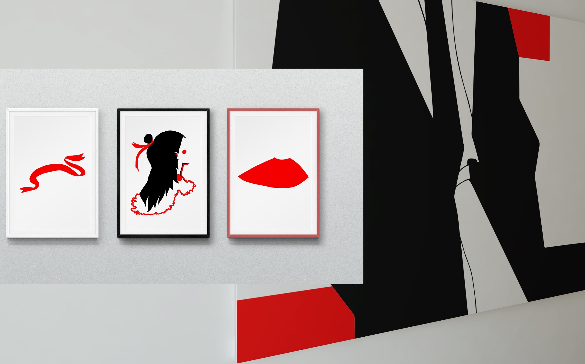 Download Иллюстрация "Black and Red Mystical Sensual Persons - Illustration" / Black and Red Mystical Sensual Persons - Illustration - Иллюстрация на тему графика red,black,line,woman,ribbon,sensual,illustration,illustrations,lips,man,lined,simple,eps,png,jpeg,jpg