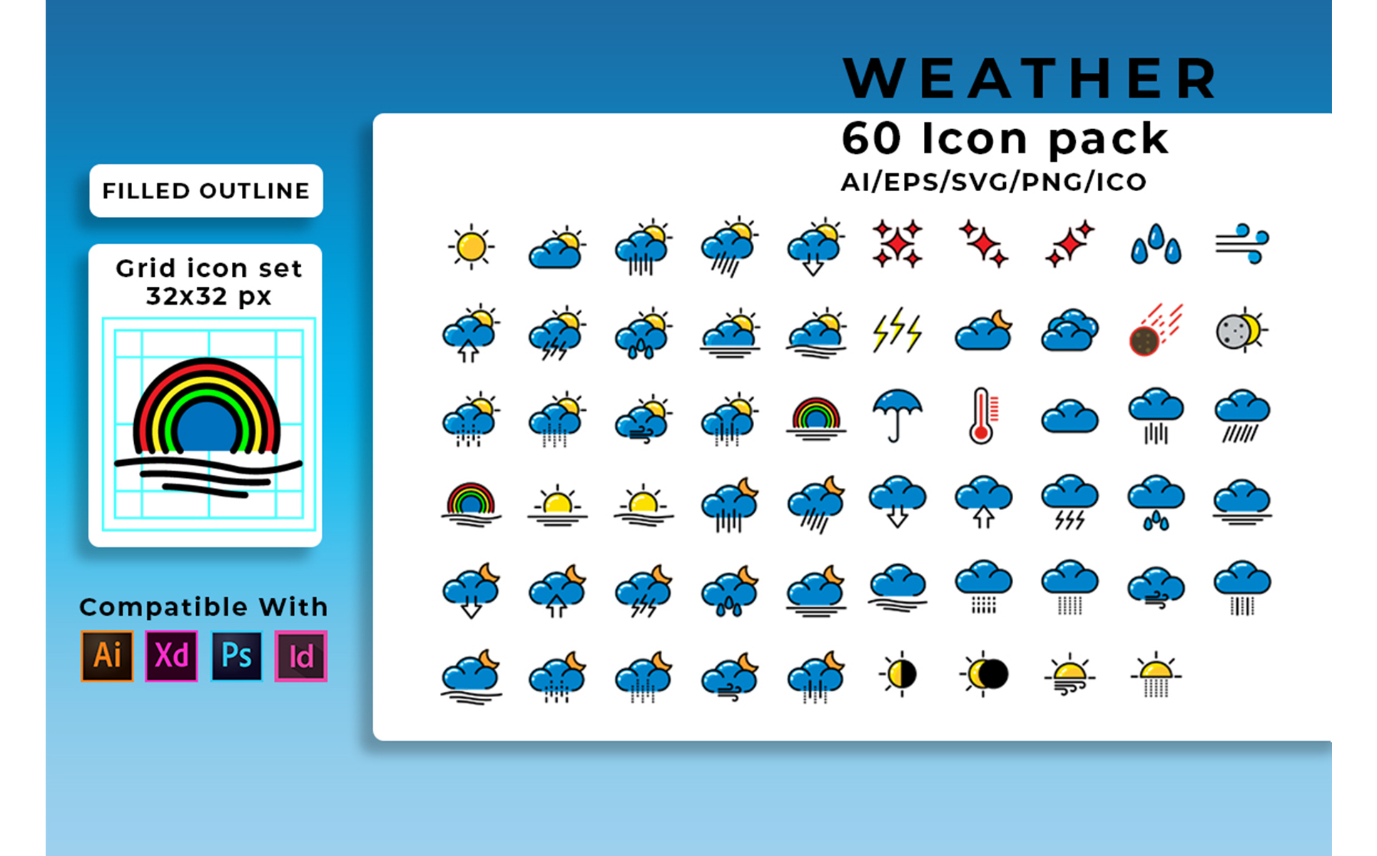 Download Набор иконок "Weather Icon Set" / Weather Icon Set - Набор иконок на тему графика weather,set,vector,symbol,icon,web,cloud,sign,forecast,design,sky,sunny,snowflake,illustration,wind,rainy,rain,nature,snow,climate