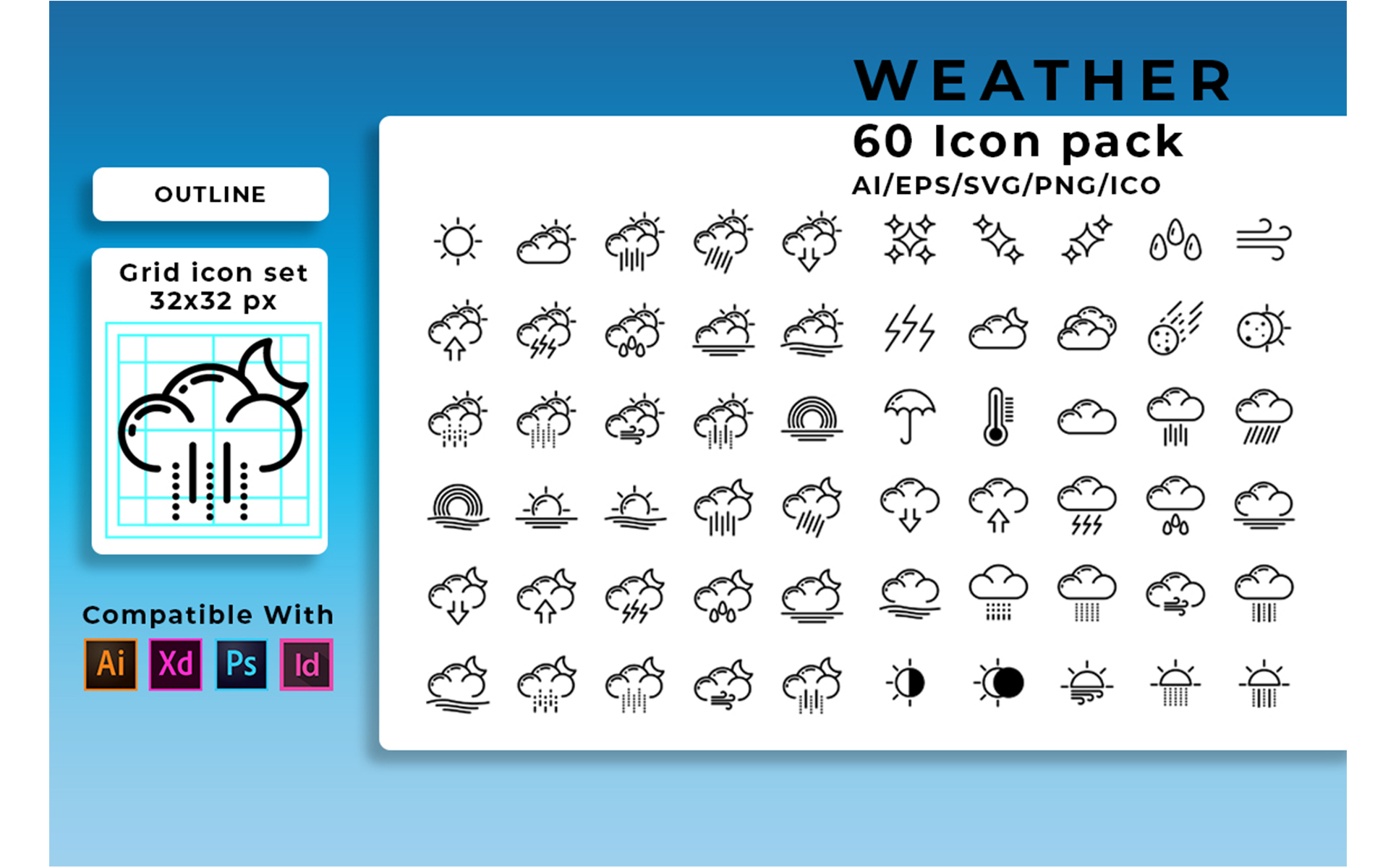 Download Набор иконок "Weather Icon Set" / Weather Icon Set - Набор иконок на тему графика weather,set,vector,symbol,icon,web,cloud,sign,forecast,design,sky,sunny,snowflake,illustration,wind,rainy,rain,nature,snow,climate