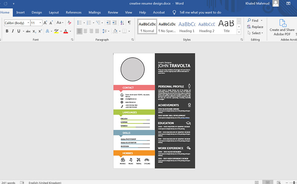 Download Резюме "Creative For Corporate Jobs Resume Template" / Creative For Corporate Jobs Resume Template - Резюме на тему графика resume,design,print ready,cv,corporate,cover letter,corporate resume,clean resume,modern,best,a4,us letter