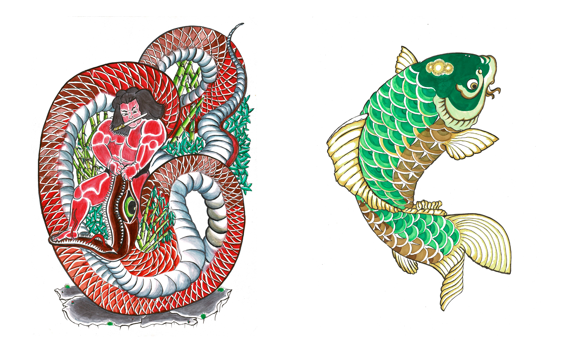 Download Иллюстрация "Original Traditional Paintings - Illustration" / Original Traditional Paintings - Illustration - Иллюстрация на тему графика dragon,tiger,buda,orient,japan,indian,carp,koi,ryu,kintaro