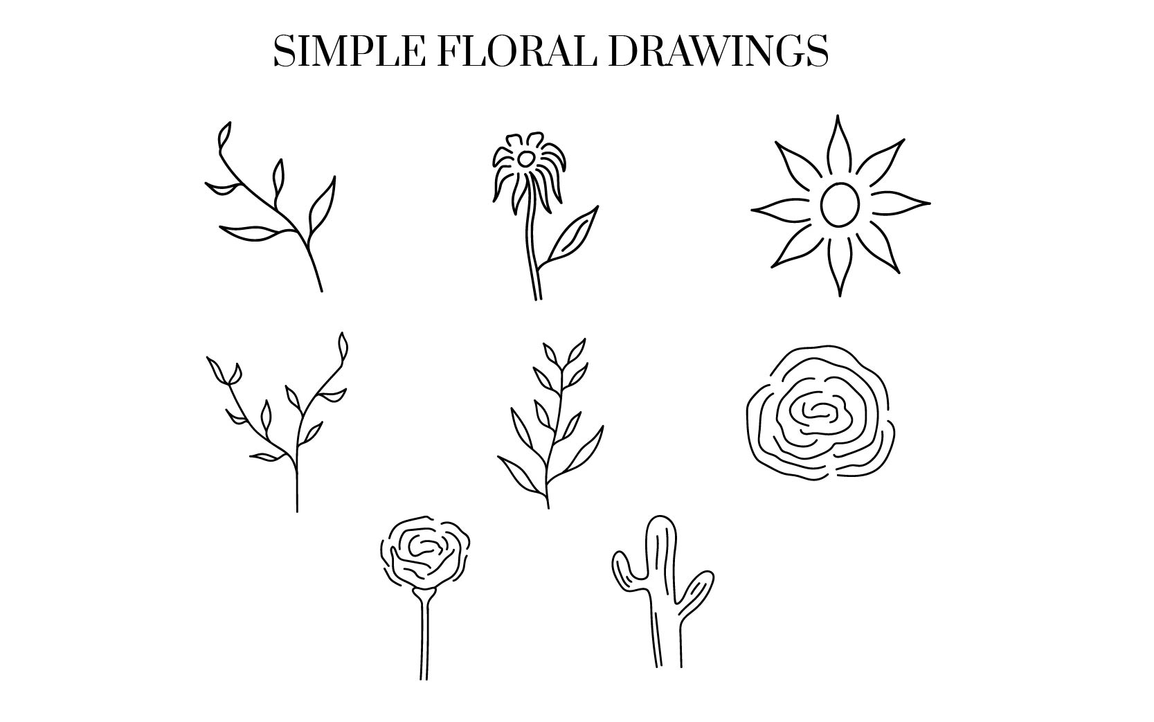 Download Иллюстрация "Minimal Floral Vector Drawings - Illustration" / Minimal Floral Vector Drawings - Illustration - Иллюстрация на тему графика minimal clean simple flowers cactus roses store multipurpose minimalistic illustrations