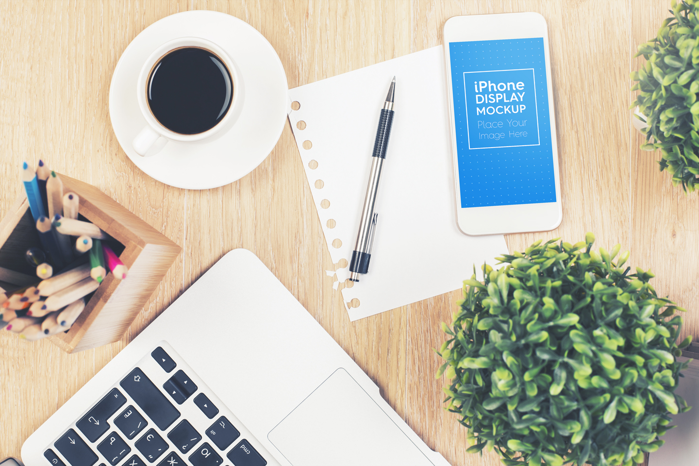 Download Мокап для продукта "iPhone / Smartphone Desktop Workspace product mockup" / iPhone / Smartphone Desktop Workspace product mockup - Мокап для продукта на тему графика app,app mockup,apple,application,desktop,display,iphone,macbook,mobile,mockup,notebook,screen,showcase,smartphone,table,ui kit,work,workplace,workspace,workstation