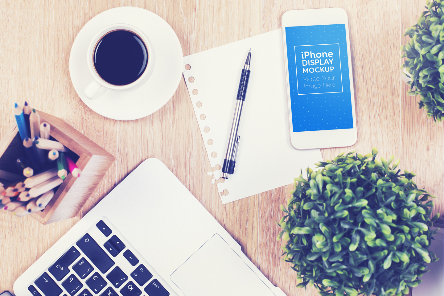 Download Мокап для продукта "iPhone / Smartphone Desktop Workspace product mockup" / iPhone / Smartphone Desktop Workspace product mockup - Мокап для продукта на тему графика app,app mockup,apple,application,desktop,display,iphone,macbook,mobile,mockup,notebook,screen,showcase,smartphone,table,ui kit,work,workplace,workspace,workstation