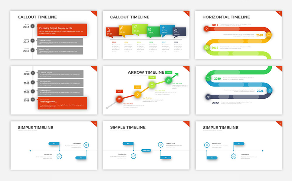 project timeline v5 powerpoint template 68588