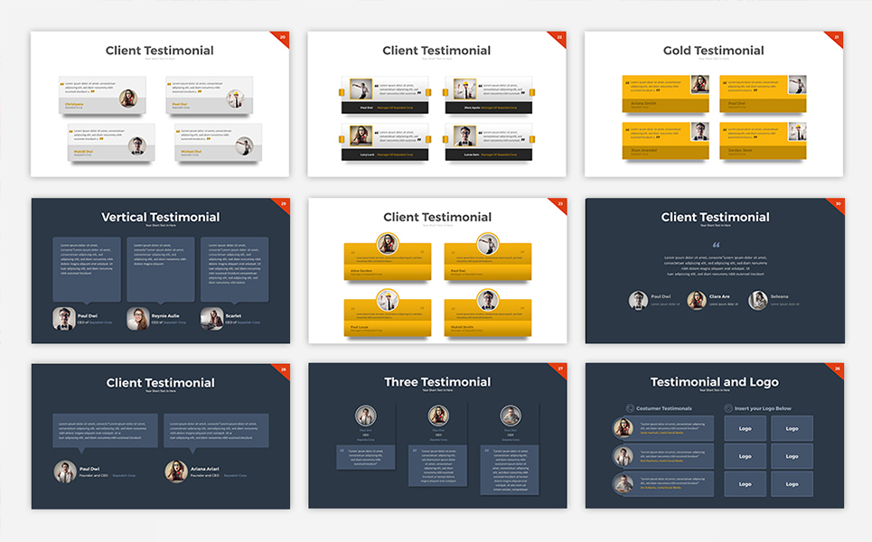 Testimonial Professional Presentation Template Small Screenshot Testimonial PowerPoint Template