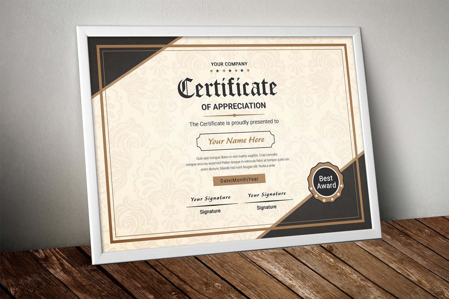 Classic Appreciation Certificate Template