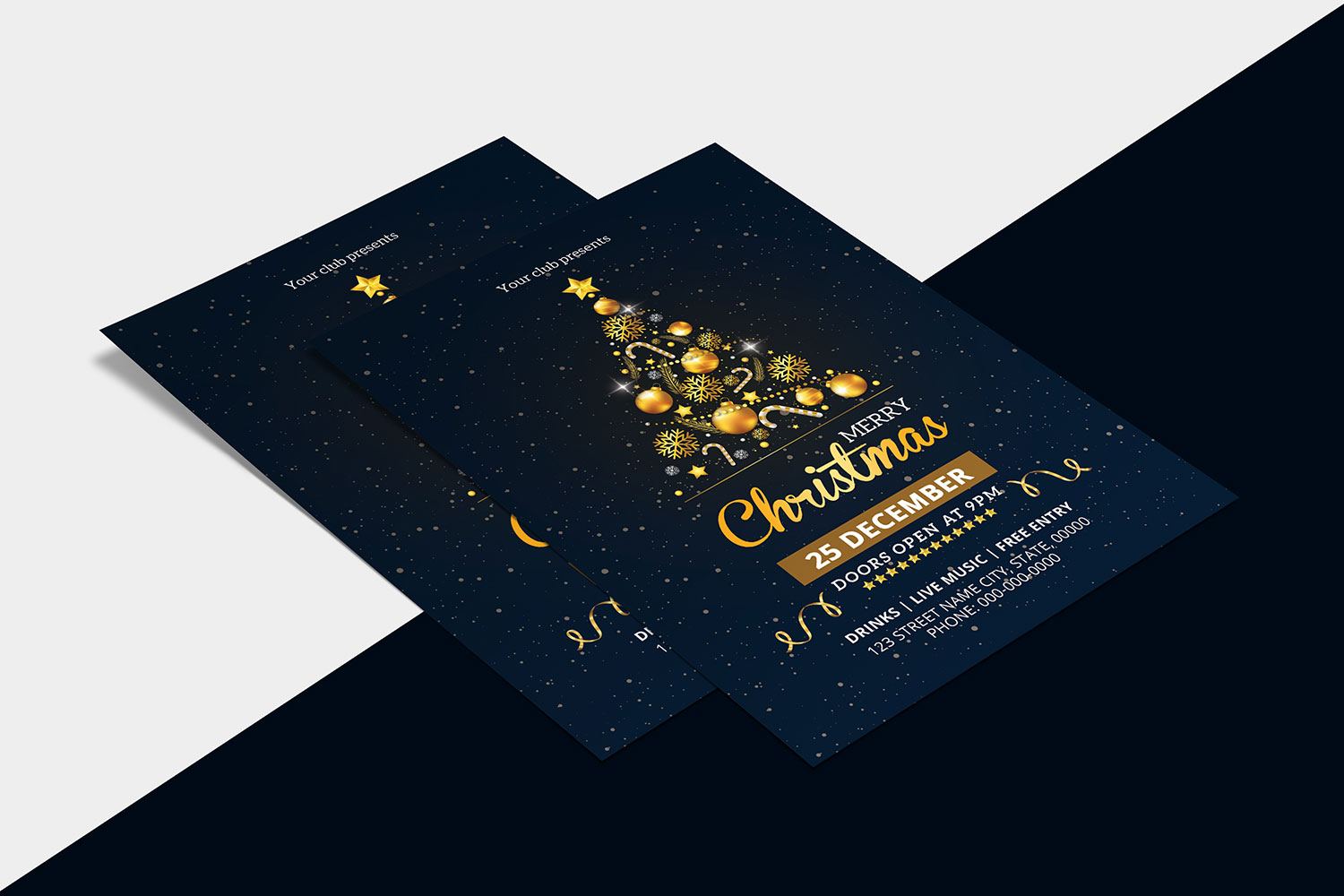 Download Фирменный стиль "Christmas Party Invitation Flyer - Corporate Identity Template" / Christmas Party Invitation Flyer - Corporate Identity Template - Фирменный стиль на тему графика christmas party,party flyer,party invitation,holiday party,holiday flyer,golden,ms word template,photoshop template,invitation template,party invite,print ready