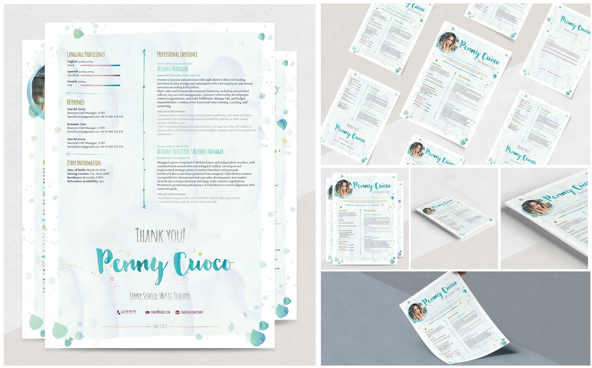 BellaBlue Resume Theme Small Screenshot BellaBlue Resume Template