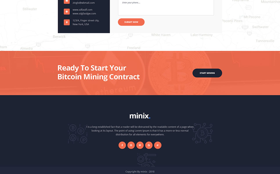 Minix Bitcoin Mining Bootstrap Template Photoshop Screenshot Pequeno Minix Bitcoin Mining Template Photoshop №70055