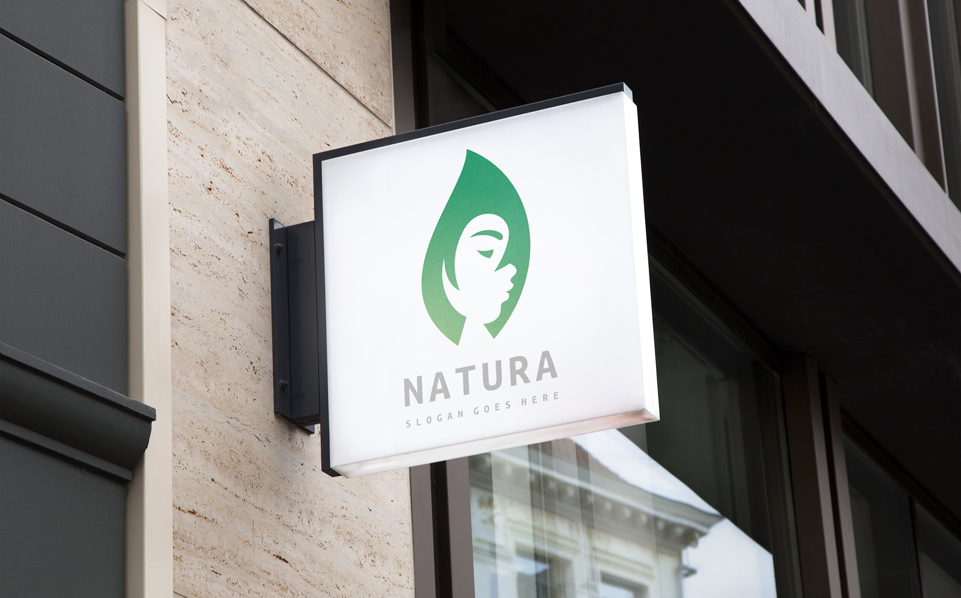 Download Шаблон логотипа "Natural Girl Logo Template" / Natural Girl Logo Template - Шаблон логотипа на тему графика leaf,natural,female,girl,logo,makeup,channel,herbal,green,modern,make up,surgery,face,medical