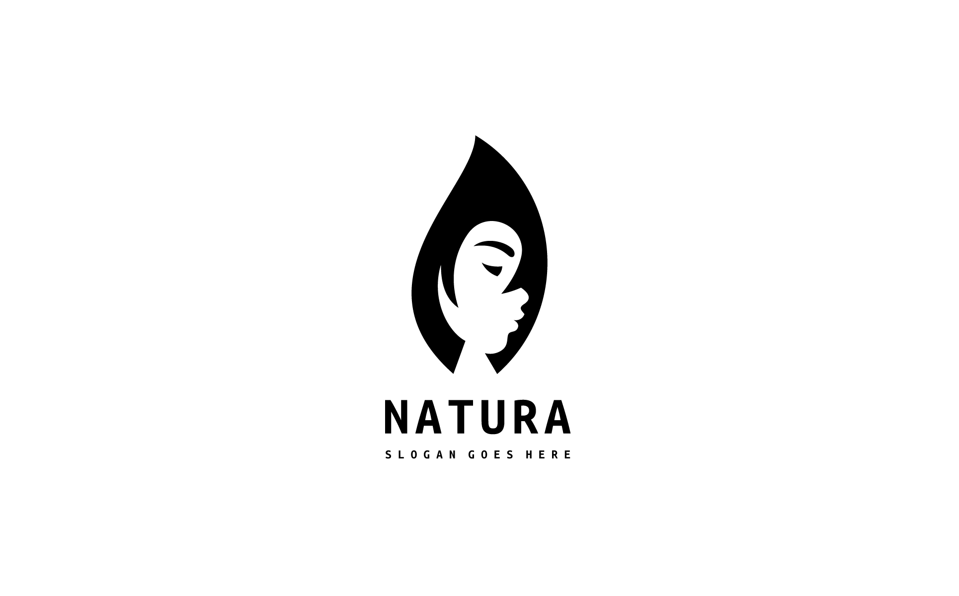Download Шаблон логотипа "Natural Girl Logo Template" / Natural Girl Logo Template - Шаблон логотипа на тему графика leaf,natural,female,girl,logo,makeup,channel,herbal,green,modern,make up,surgery,face,medical