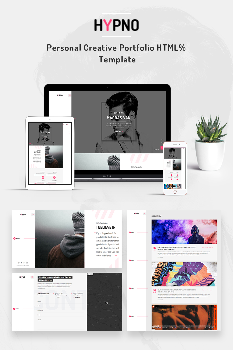 hypno personal creative portfolio website template 68758
