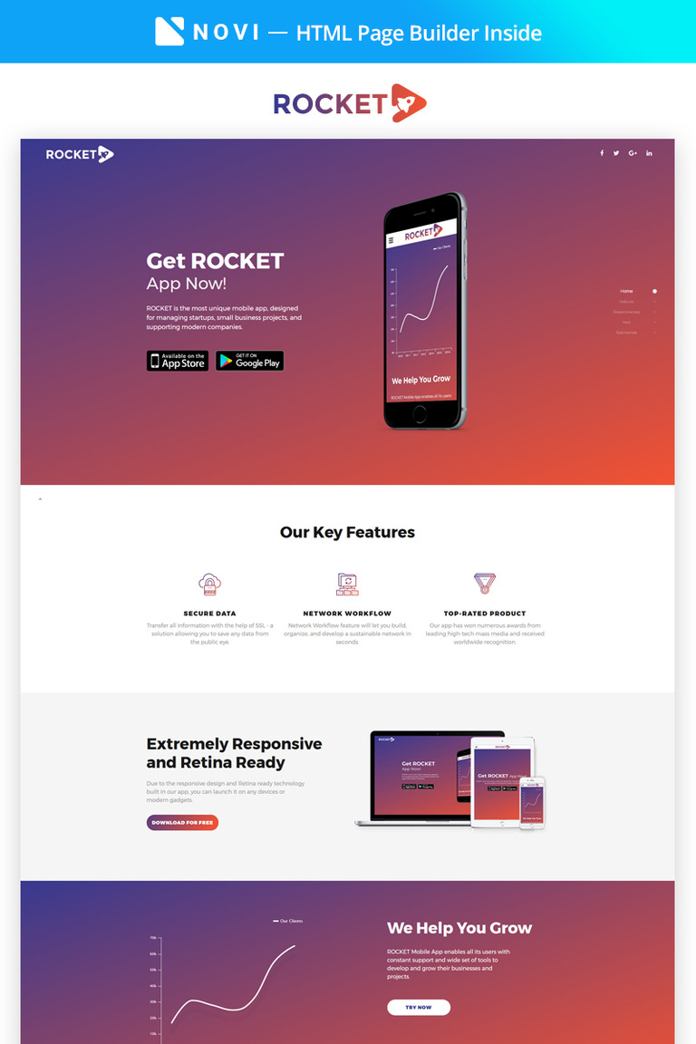 app landing page html template