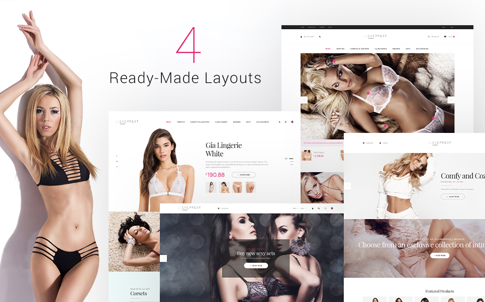 Eveprest Lingerie 1.7 - Lingerie Store Responsywne Szablon PrestaShop Mały zrzut ekranu Responsywny szablon PrestaShop Eveprest Lingerie 1.7 - Lingerie Store #70515