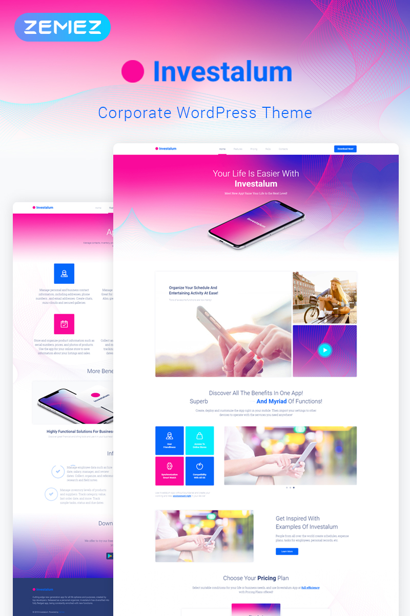 Investalum - Corporate App WordPress Theme Investalum - Corporate App WordPress Theme