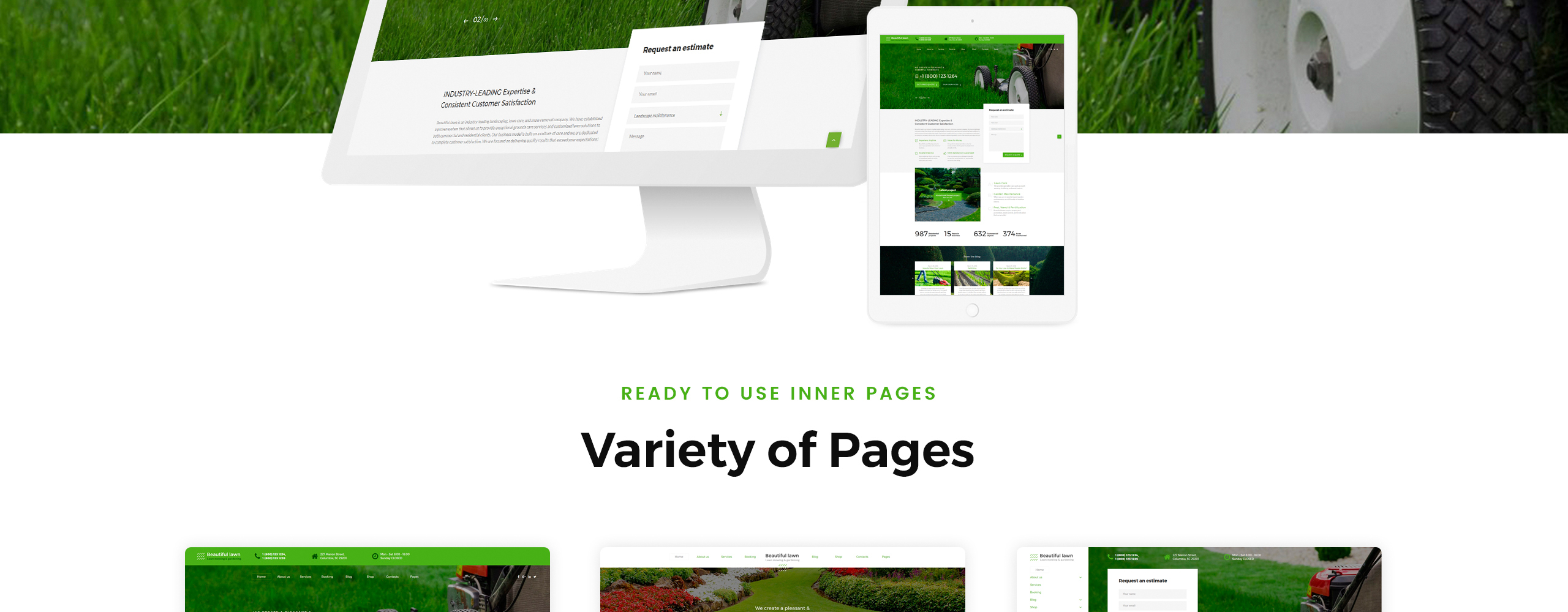 шаблон сайта для перемещения газонов и садоводства