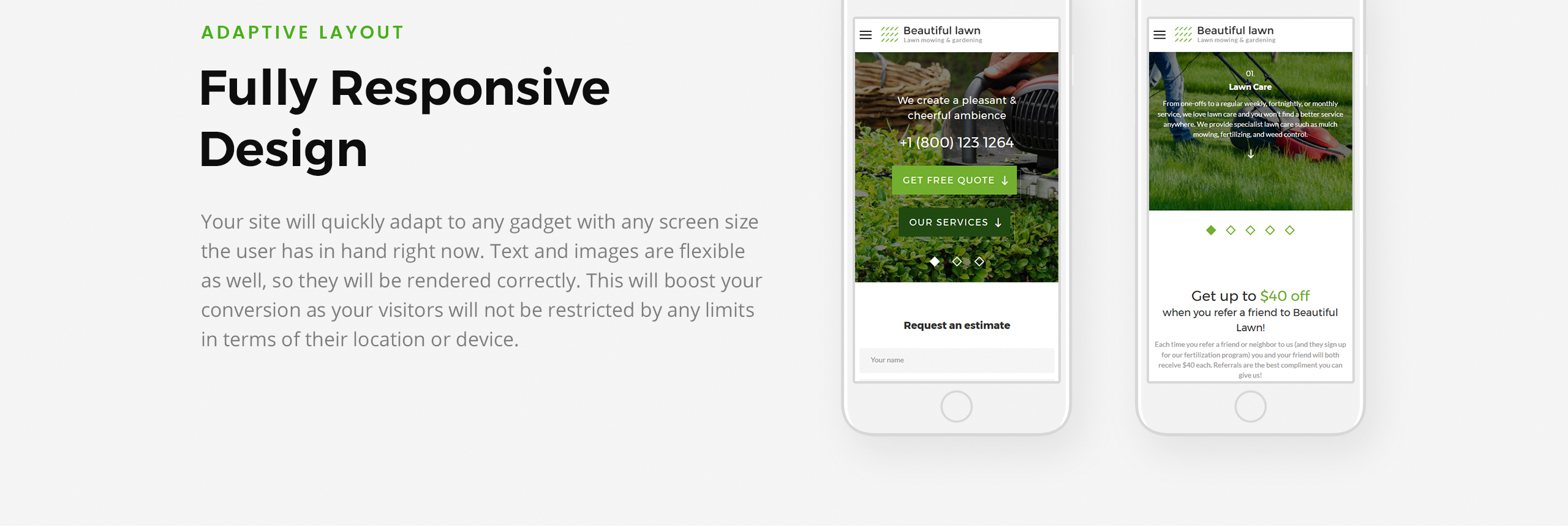 шаблон сайта для перемещения газонов и садоводства
