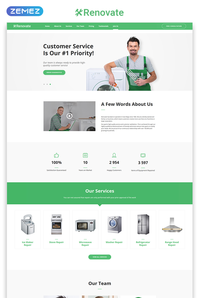 repair service landing page