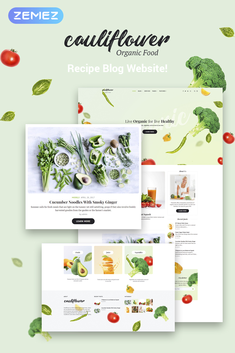  Cauliflower - Organic Food Blog Elementor WordPress Theme
