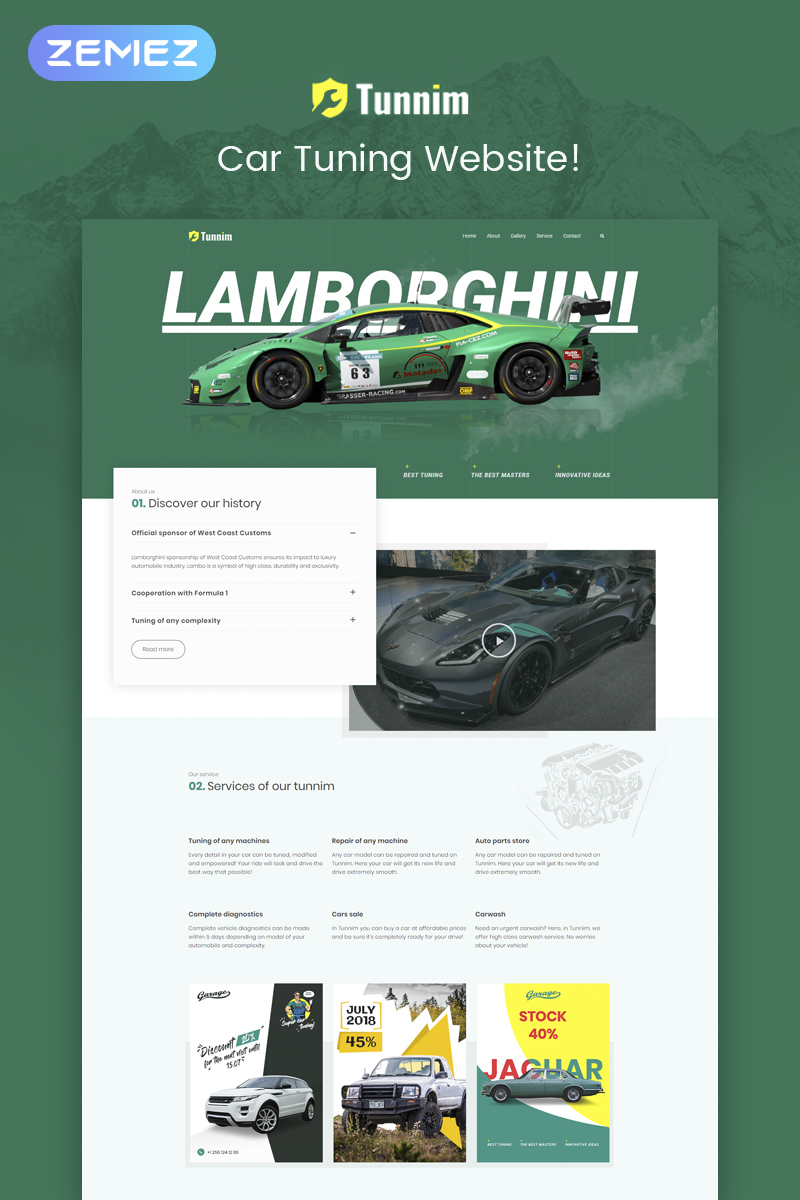 Tunnim - Car Tuning Elementor WordPress Theme Tunnim - Car Tuning WordPress Theme