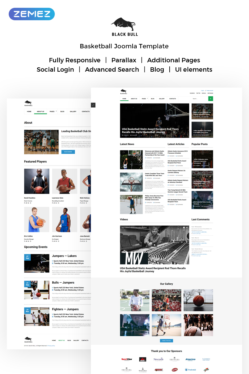 Black Bull - Laconic Sports News Joomla Template Black Bull - Sports News Joomla Template