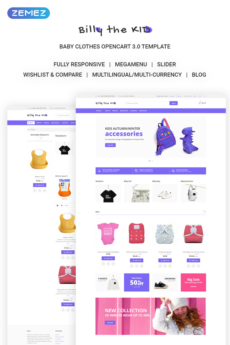 Bill The Kid Simple Kids Fashion Online Opencart Template 73215 Bill The Kid Simple Kids Fashion Online Opencart Template New Screenshots