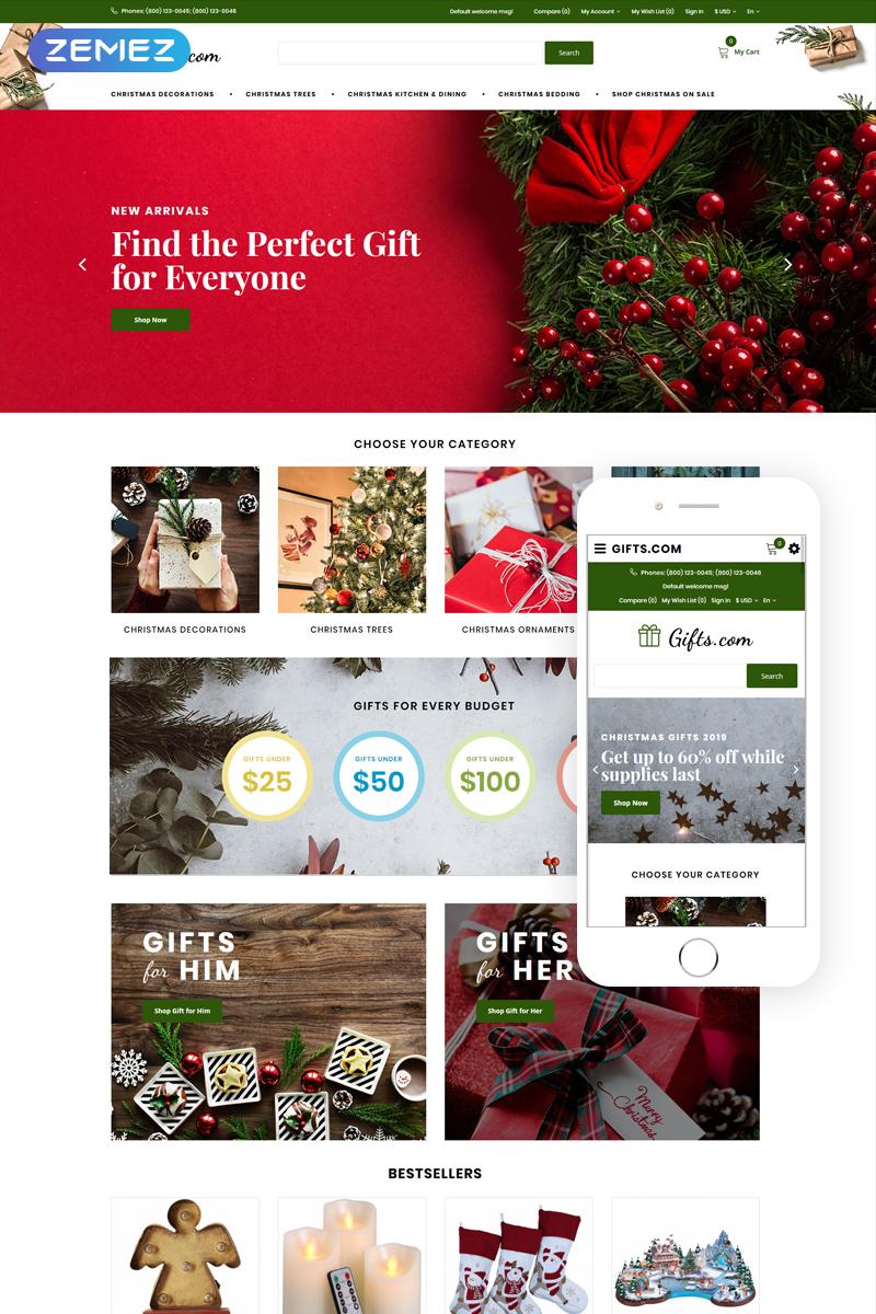 Gifts.com - Christmas Presents Shop OpenCart Template Gifts.com - Presents OpenCart Template