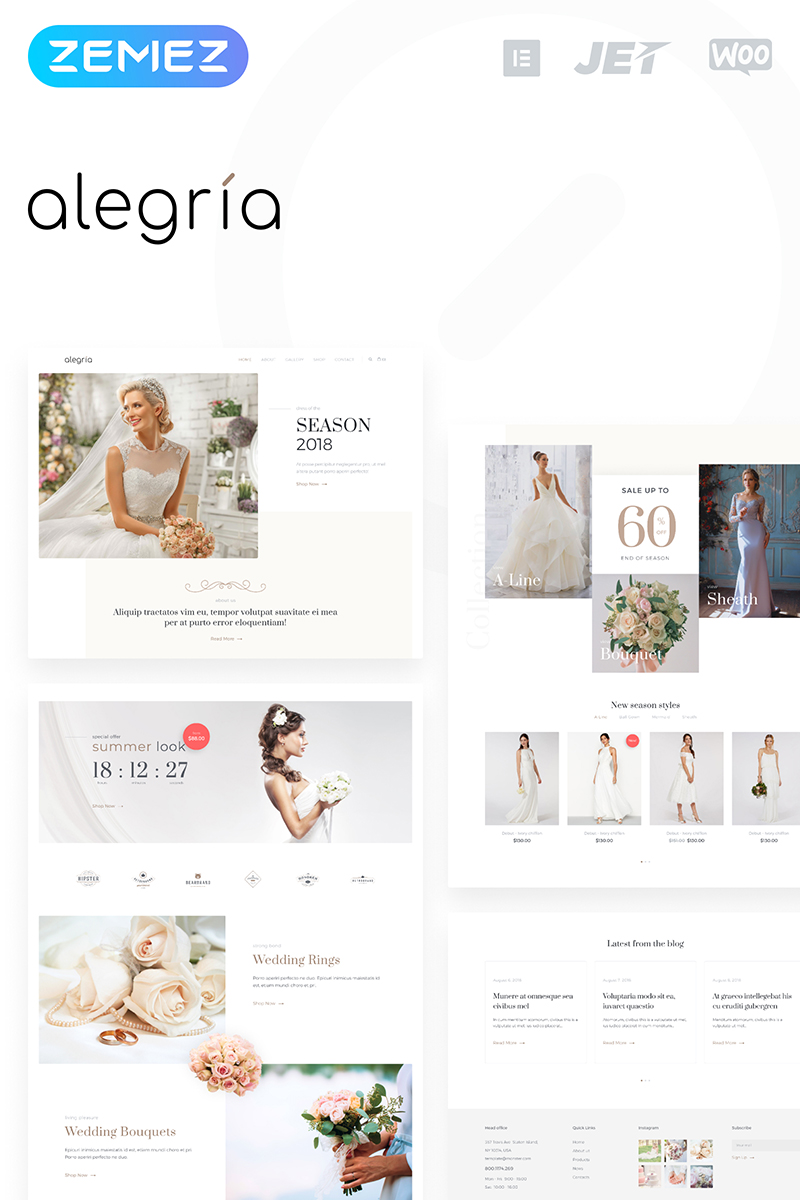 Alegria - Wedding Salon Elementor WooCommerce Theme Alegria - Wedding Salon WooCommerce Theme