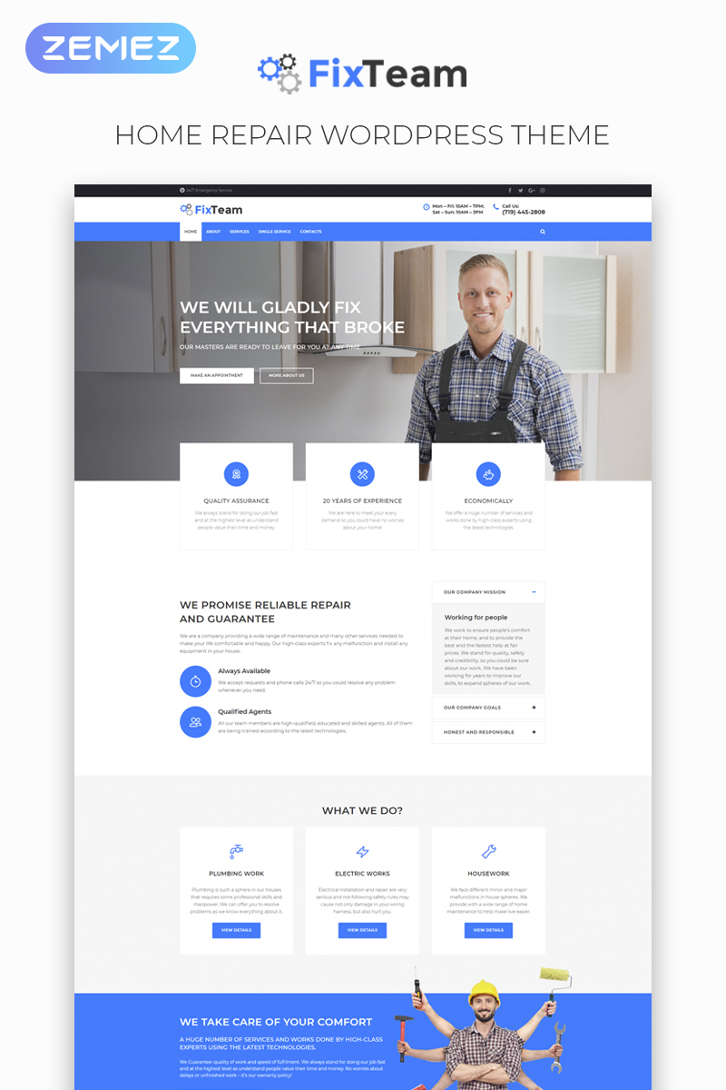 FixTeam - Fix Services Multipurpose Classic Elementor WordPress Theme FixTeam - Fix Services WordPress Theme