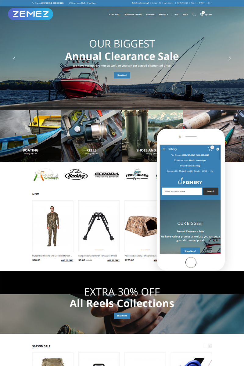 Fishery - Fishing Multilingual Practical OpenCart Template Fishery - Fishing OpenCart Template