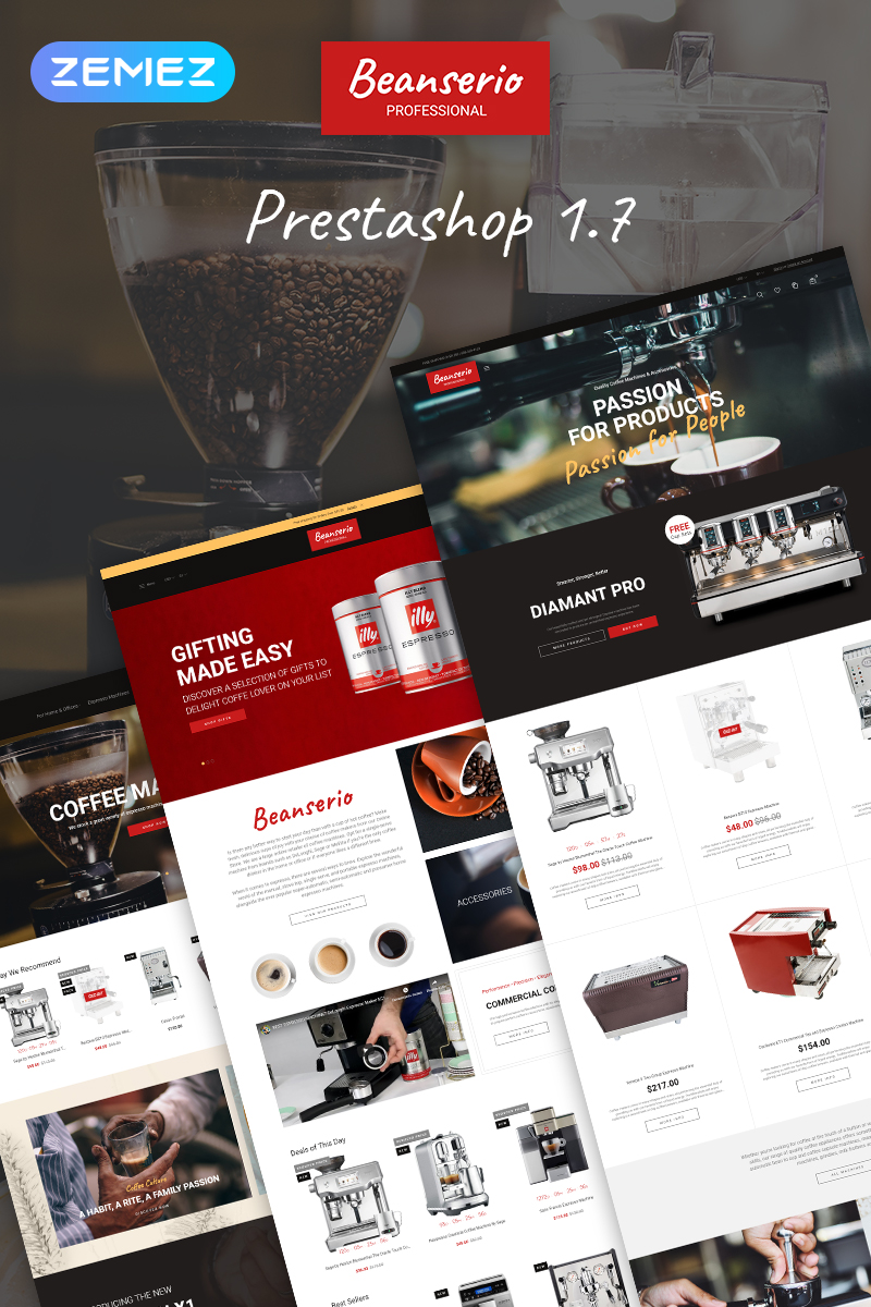 Beanserio - Professional Coffee Machine Store Clean Bootstrap Ecommerce PrestaShop Theme Beanserio - Coffee Machine Store PrestaShop Theme
