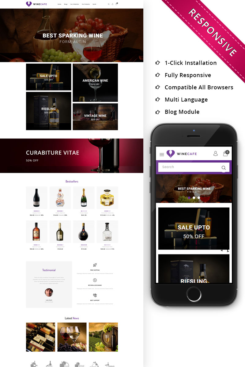 Winecafe - The Bar OpenCart Template Winecafe - The Bar OpenCart Template