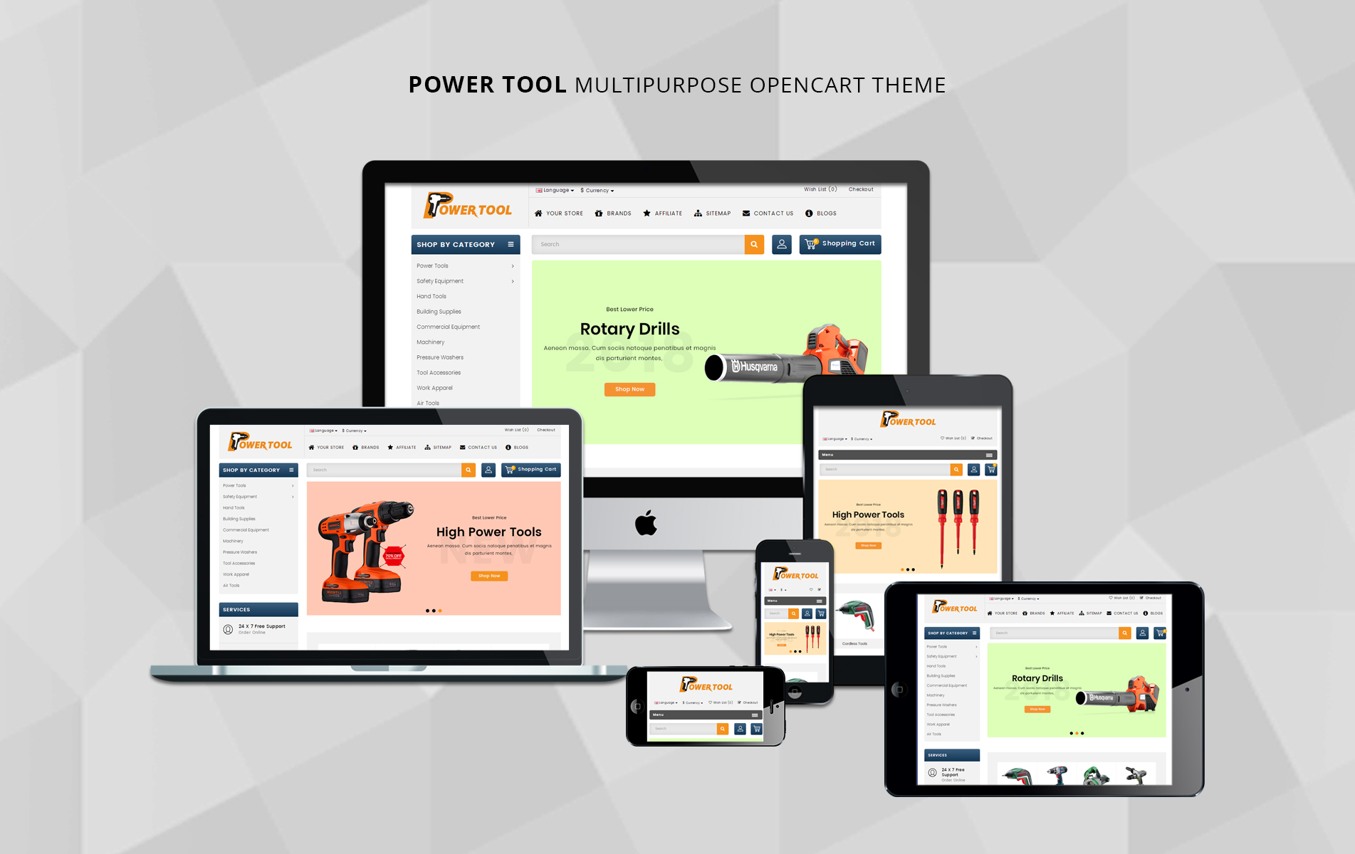 Powertool Responsive opencart teması Küçük Ekran Görüntüsü Responsive Powertool Opencart Şablon
