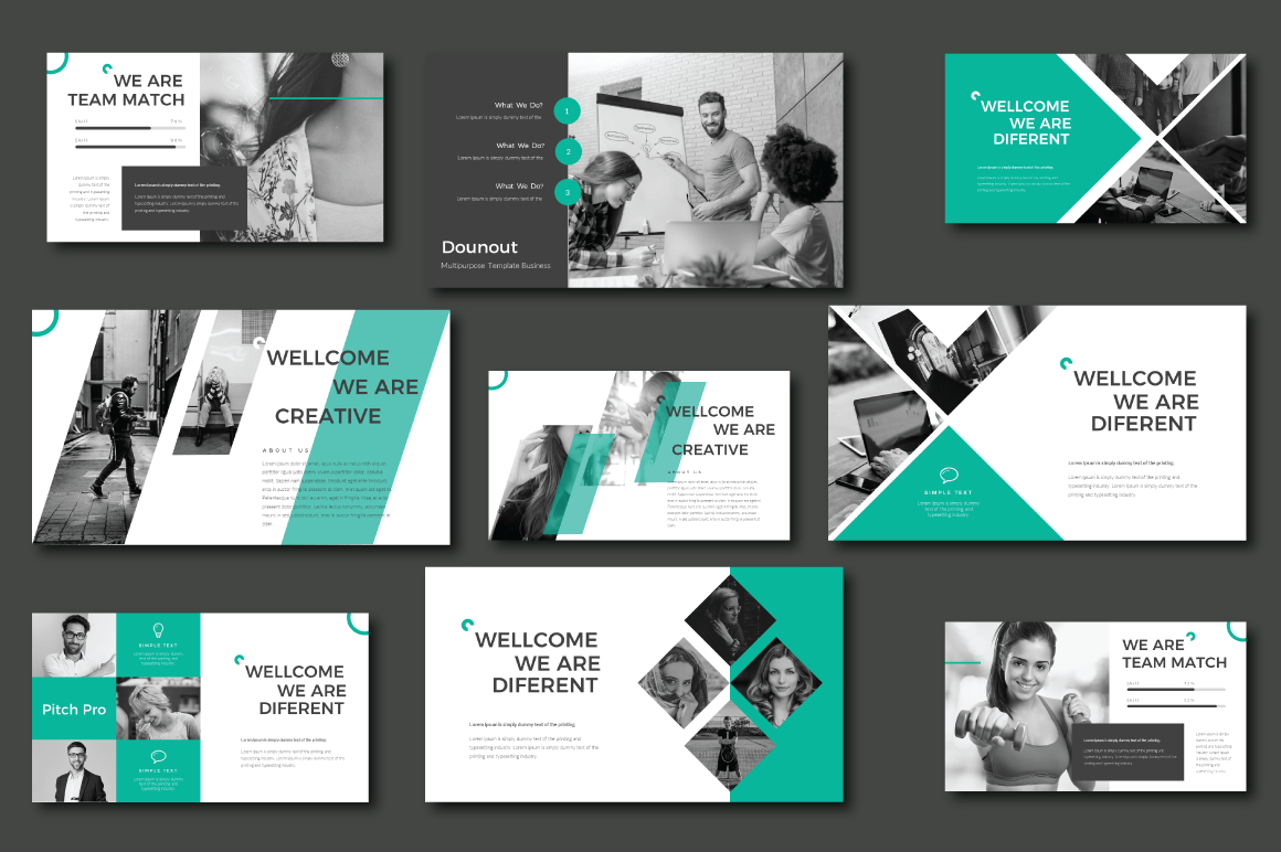 Dounot Responsive PowerPoint Theme Kleiner Screenshot PowerPoint Vorlage namens "Dounot"