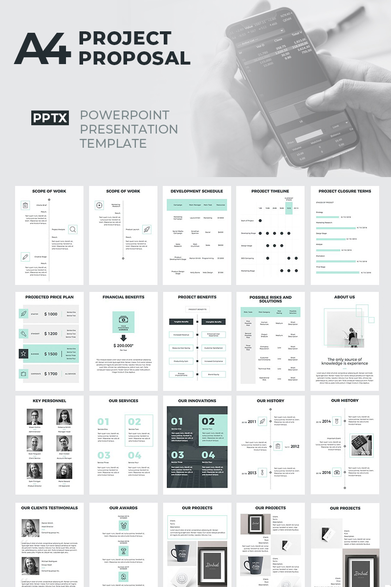 A4 Project Proposal PowerPoint Template #78733