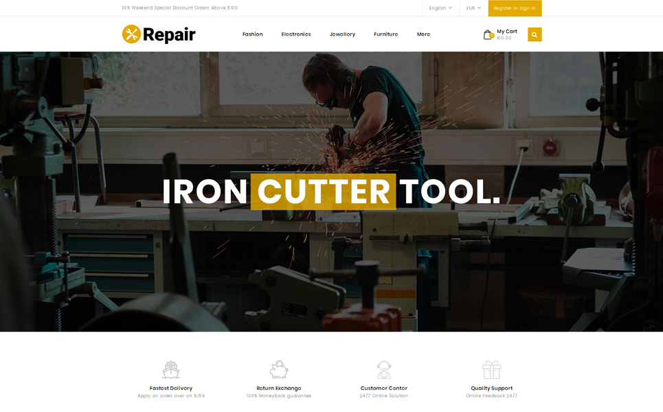 Repair Tools Store PrestaShop Responsive Theme