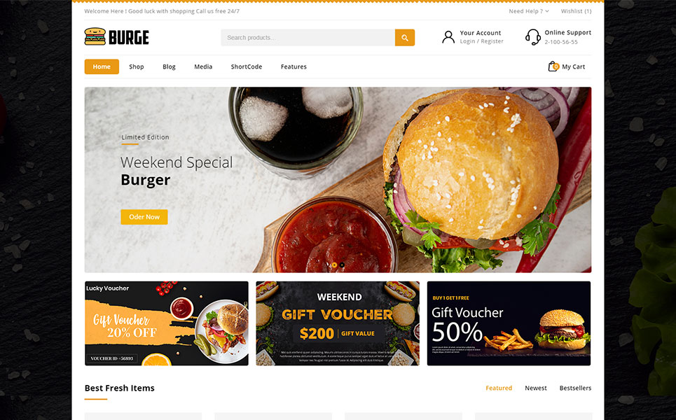 Burge - Fast Food Store WooCommerce Theme Burge - Fast Food Store WooCommerce Theme