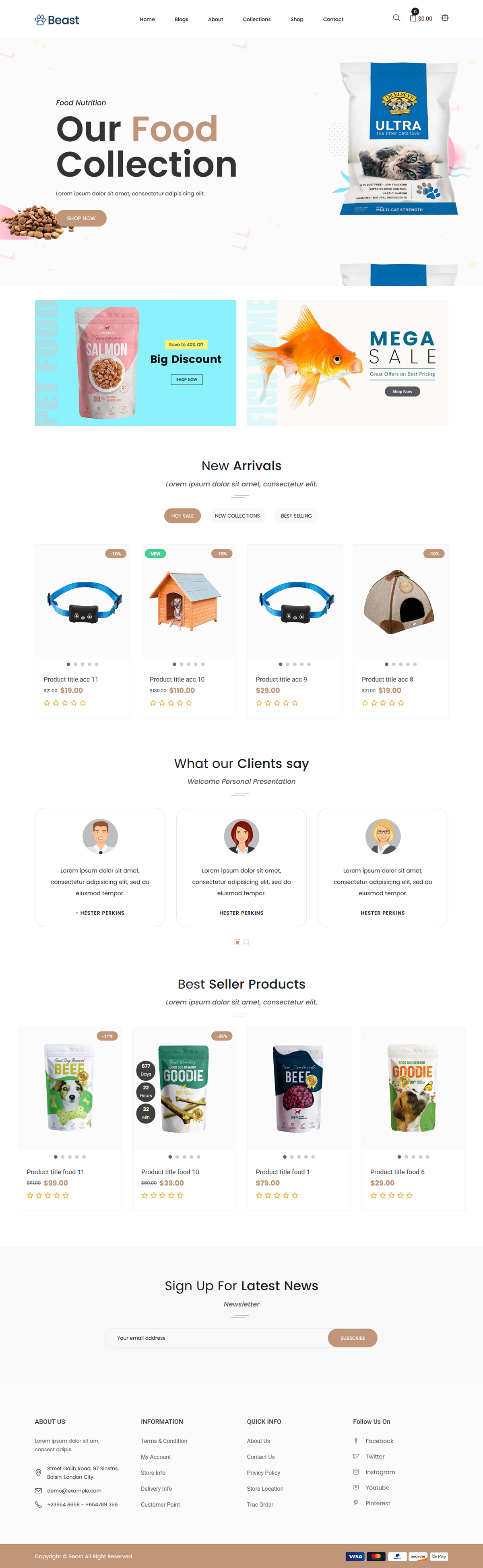 тема корма для домашних животных shopify