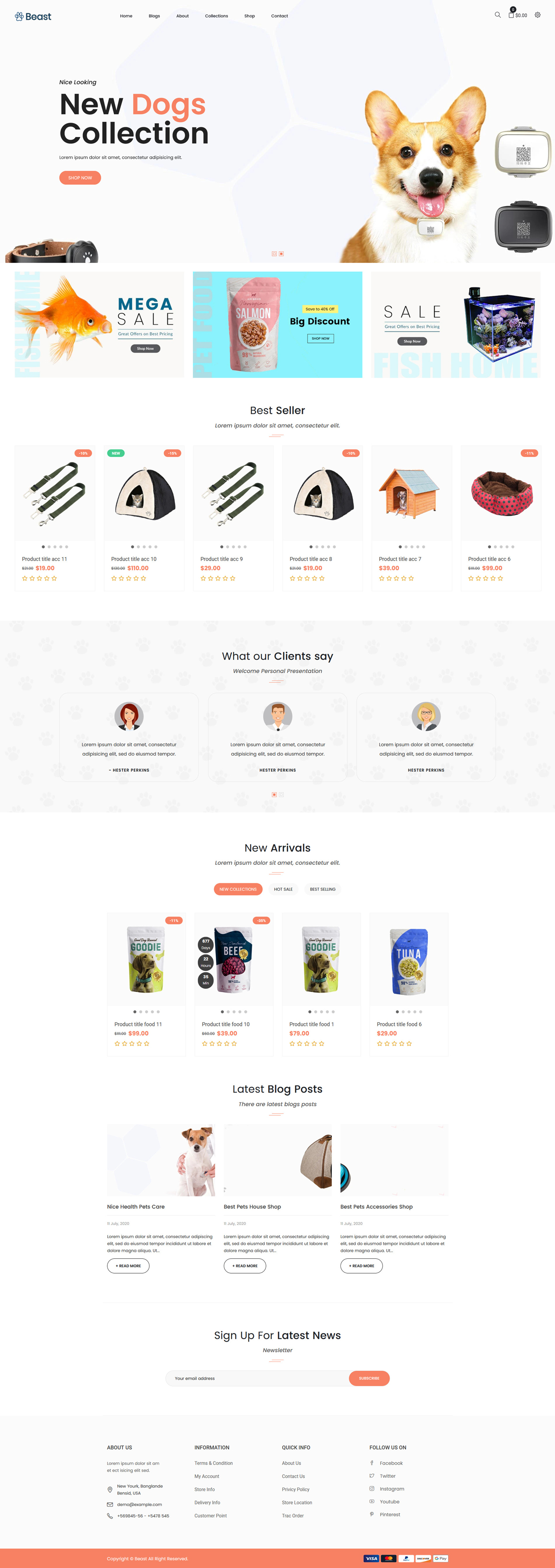 тема корма для домашних животных shopify