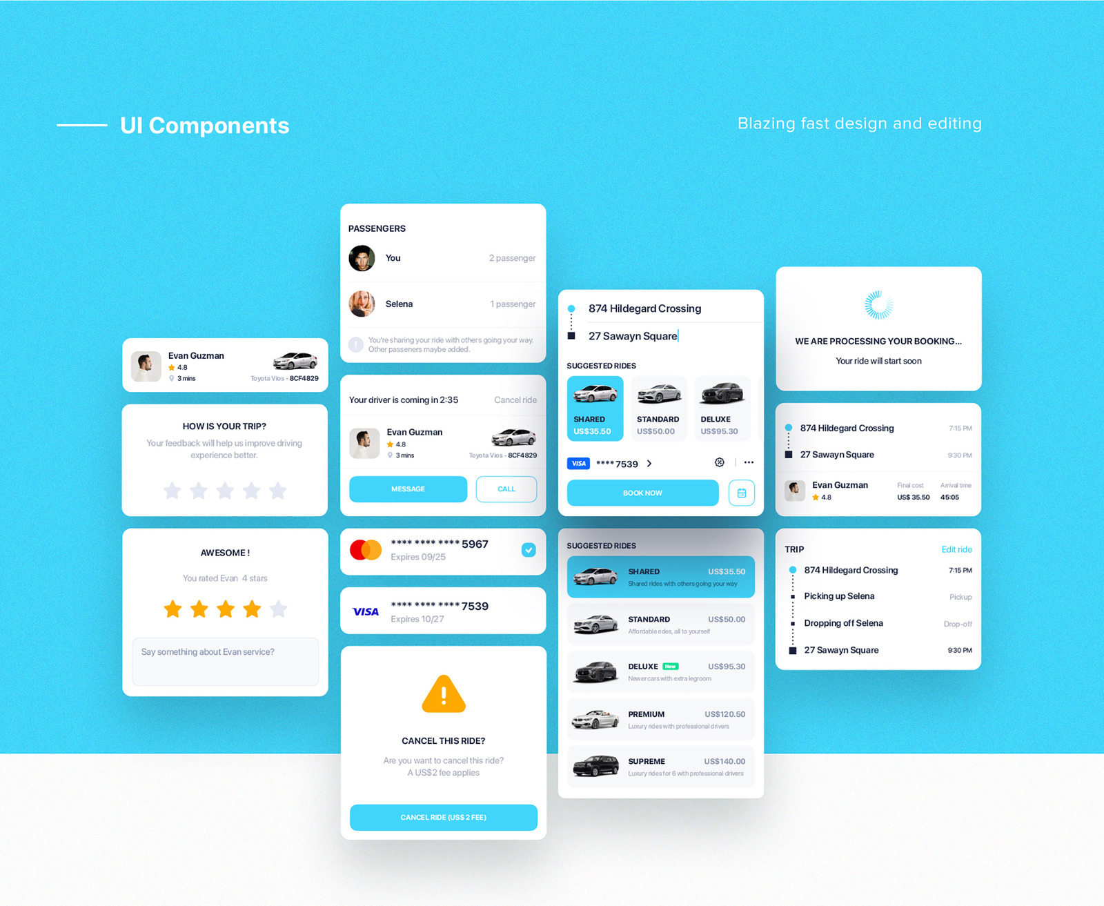 Cargo - Car Booking & Sharing App UI Elements