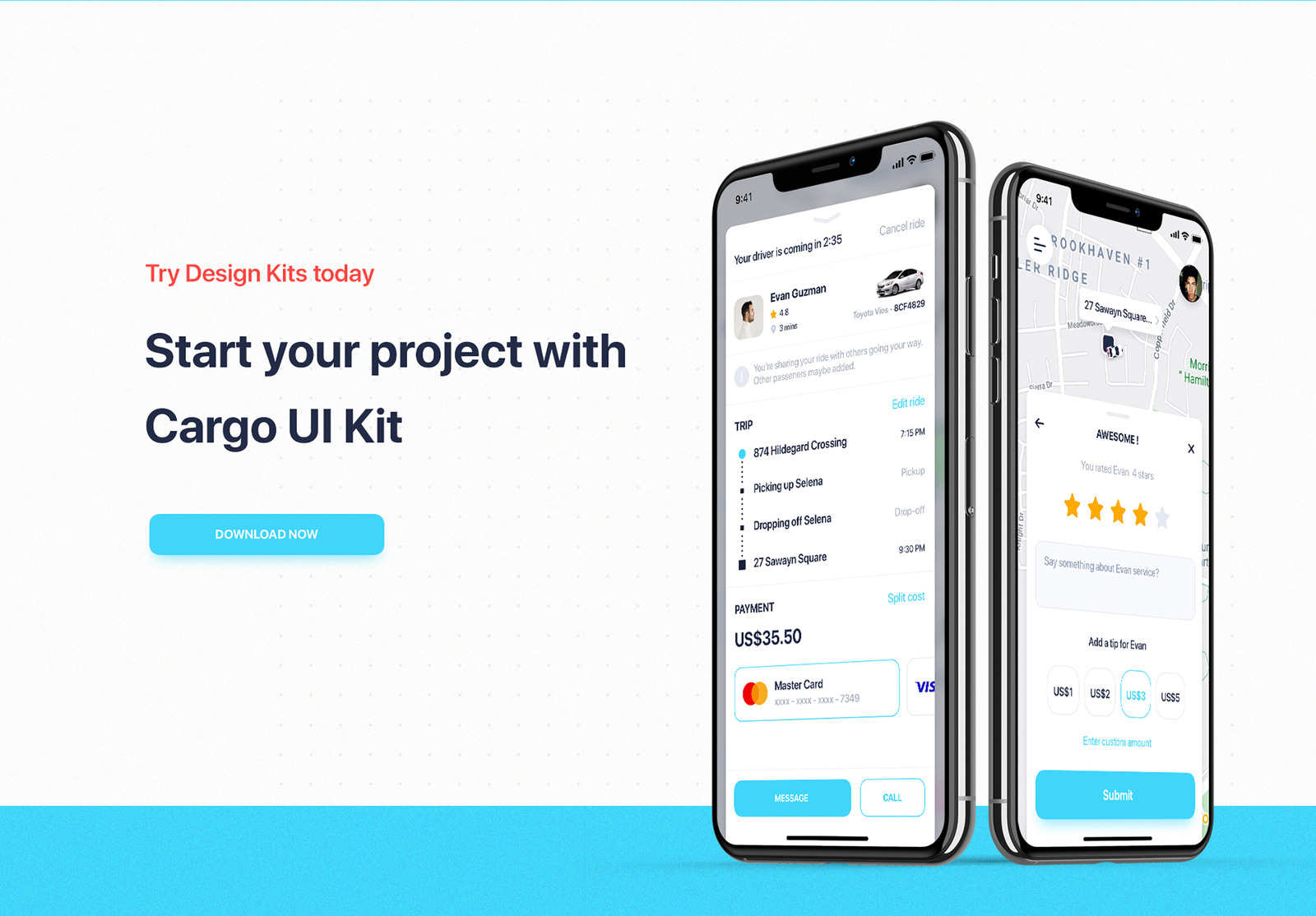 Cargo - Car Booking & Sharing App UI Elements