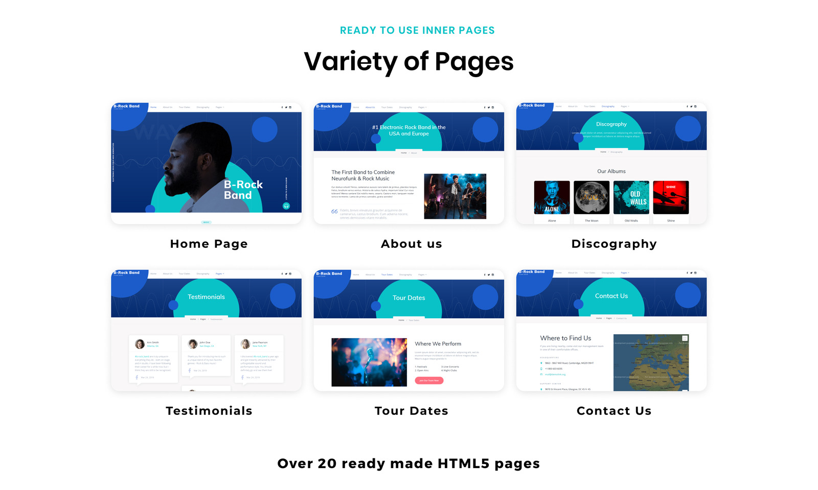 B-Rock Band - Music Band Multipage Creative HTML Website Template
