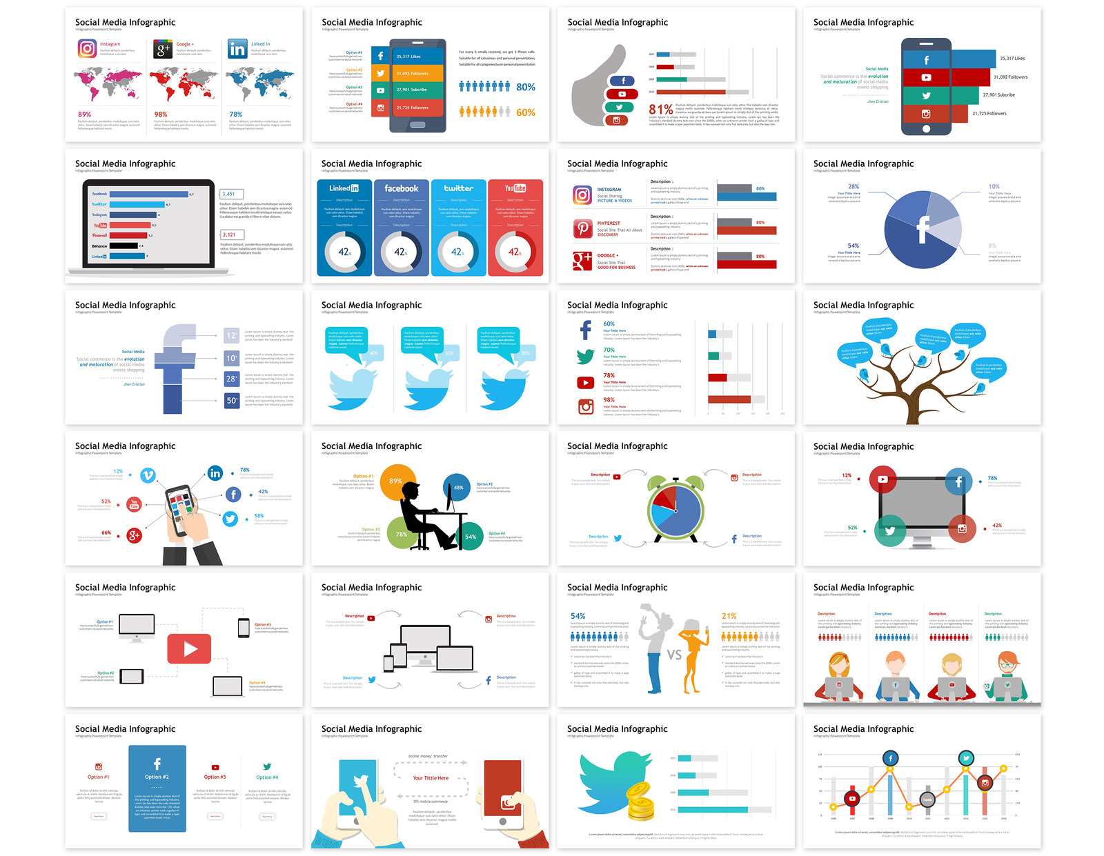 Social Media Presentation - Infographic PowerPoint template
