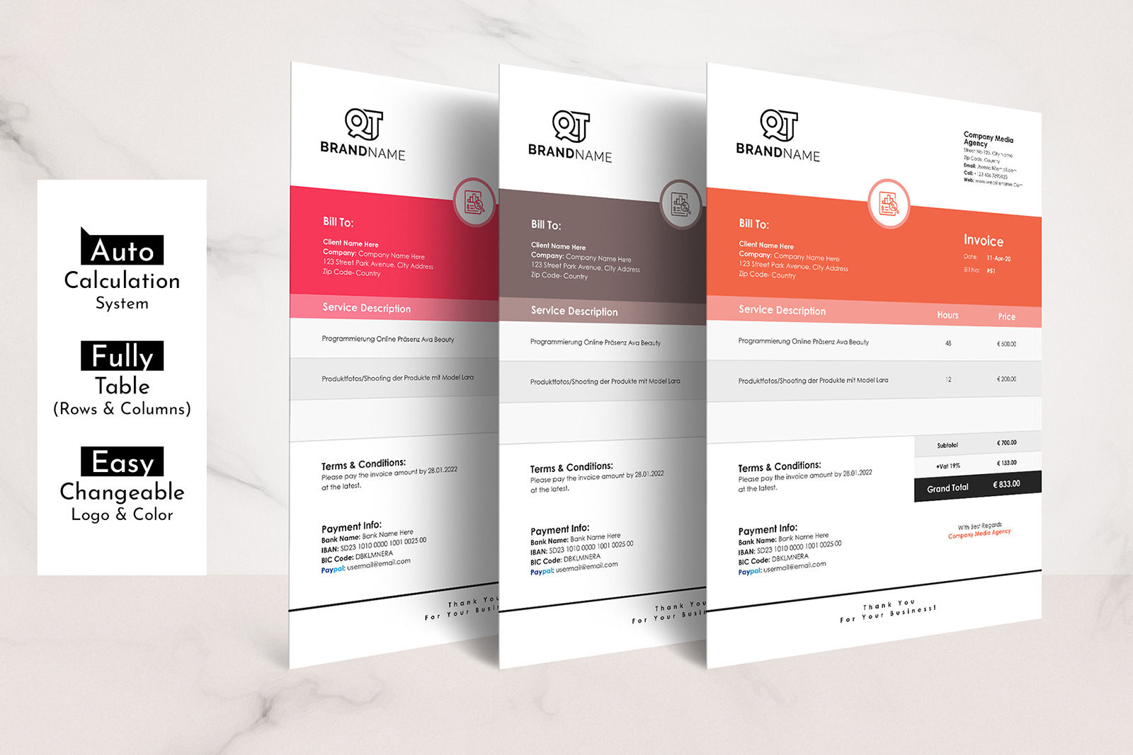 Simplex - Auto Calculation Invoice Quotation Template With Google Docs ...